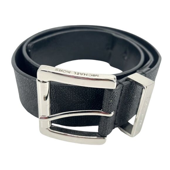 MICHAEL Michael Kors Women’s Black Signature Logo Synthetic Leather Belt Small - Picture 1 of 15